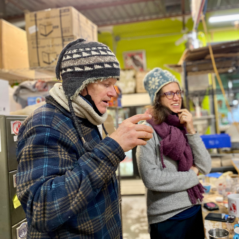 john and kath roos tasting the modern blend