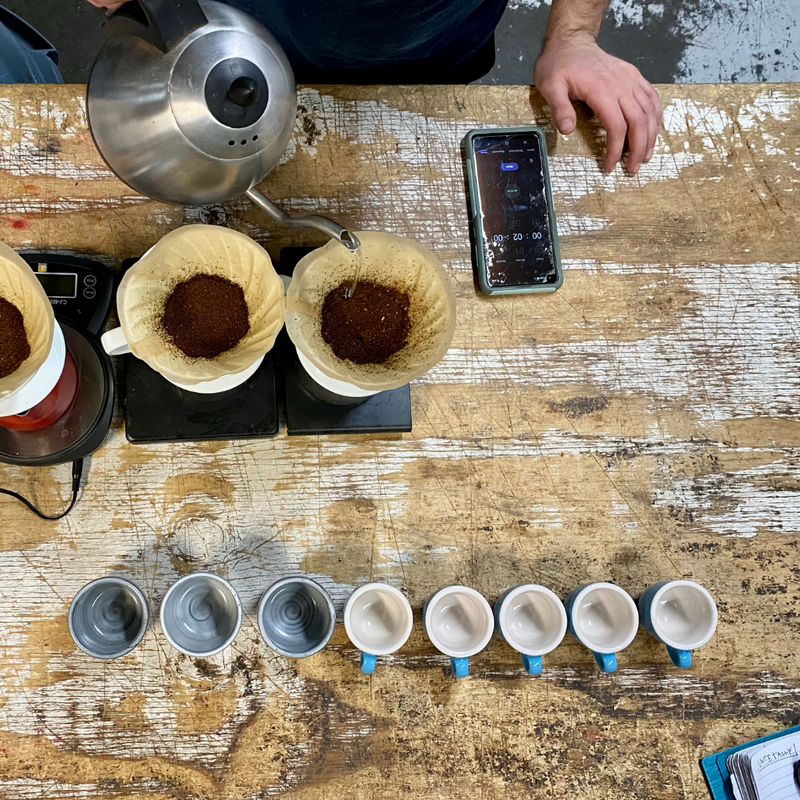 coffee tasting set up