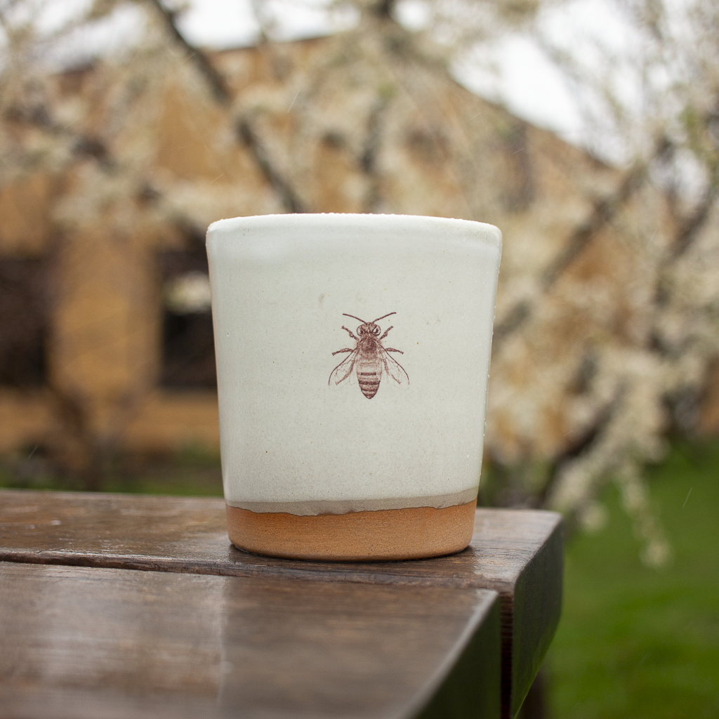 handmade grayling ceramic tumbler with bee