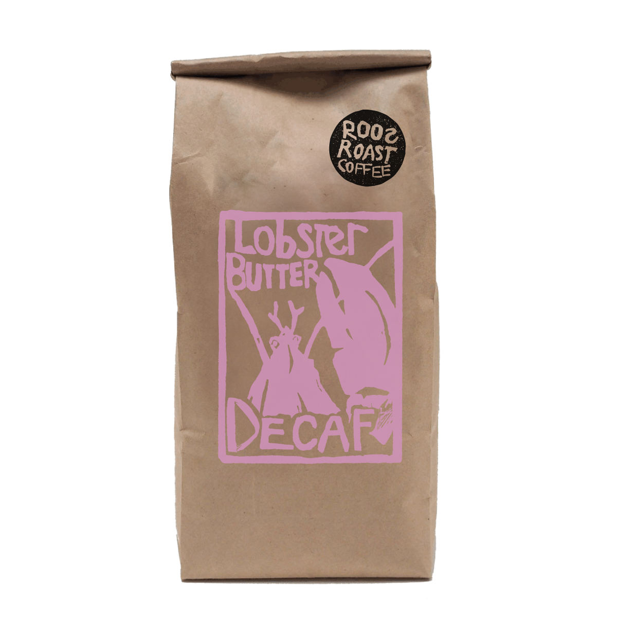 Organic, Fair Trade Lobster Butter Love Decaf Coffee. RoosRoast Coffee in Ann Arbor, Michigan
