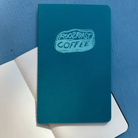 Teal RoosRoast Coffee Moleskin Notebook.