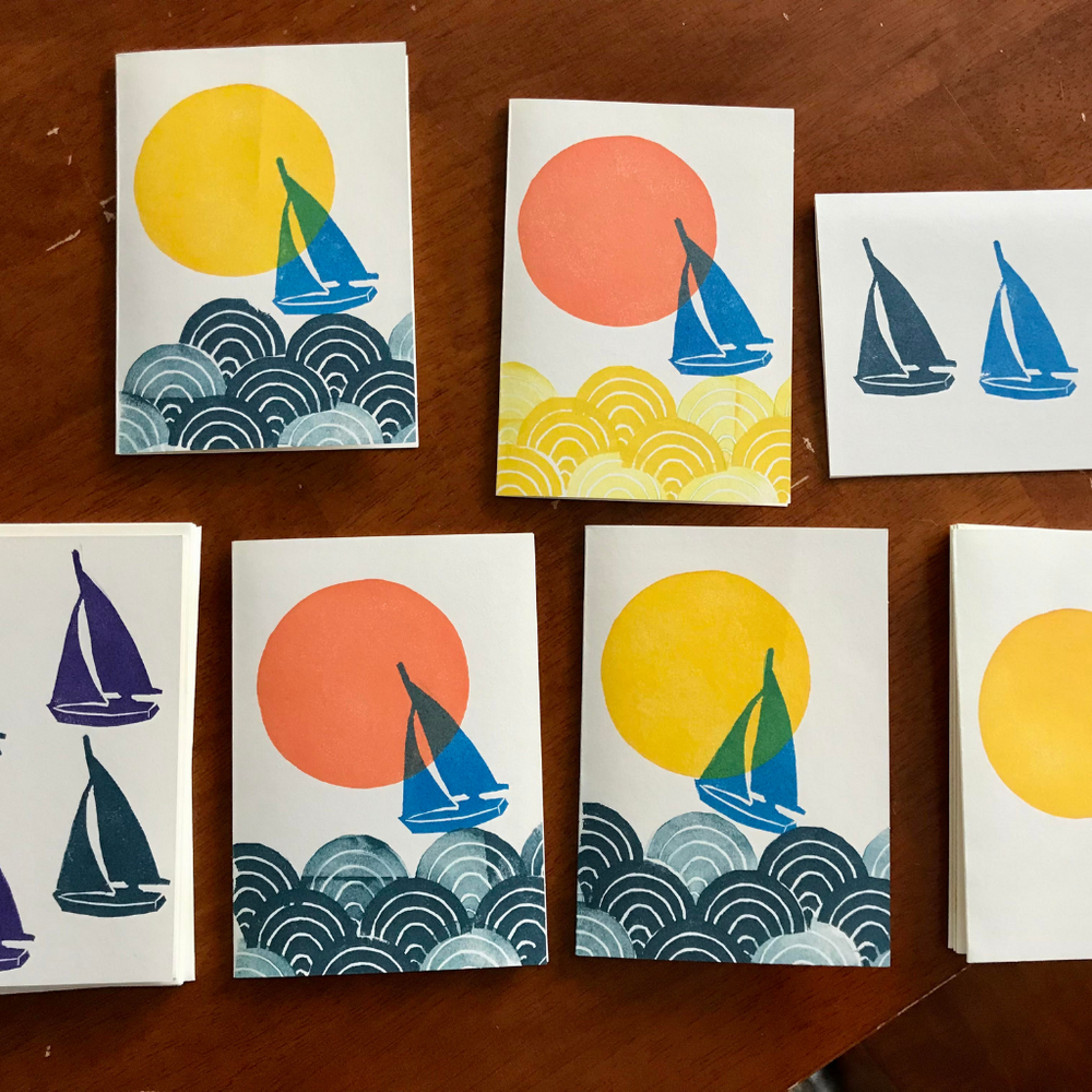 Kaylie Patacca's lino cut cards
