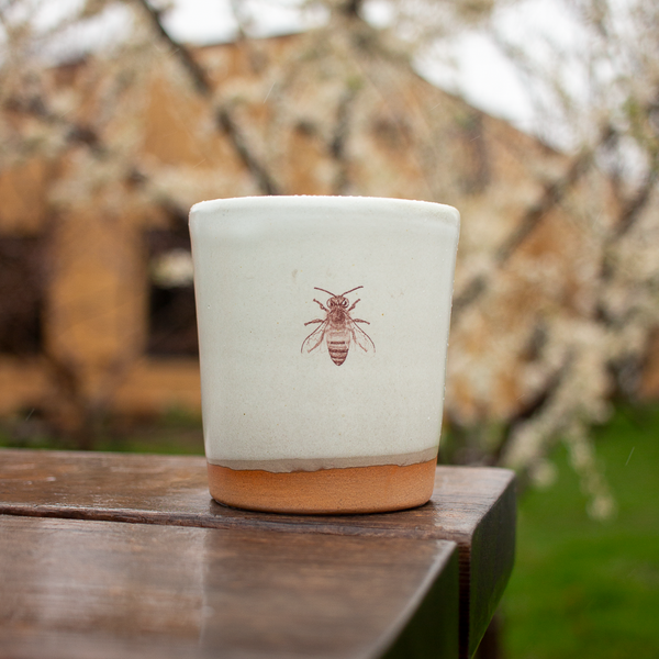 handmade grayling ceramic tumbler with bee