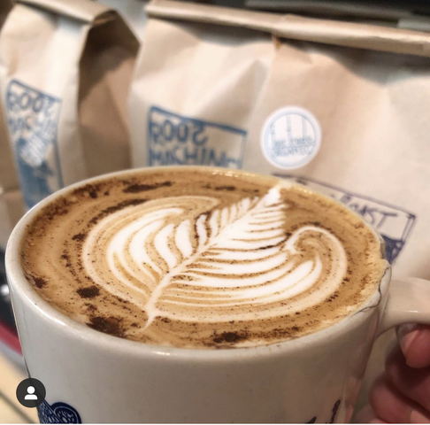 latte art made at roosroast