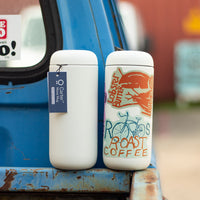 Matte white fellow carter move mug with splash guard sold by roosroast