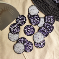 roosroast coffee iron on patches