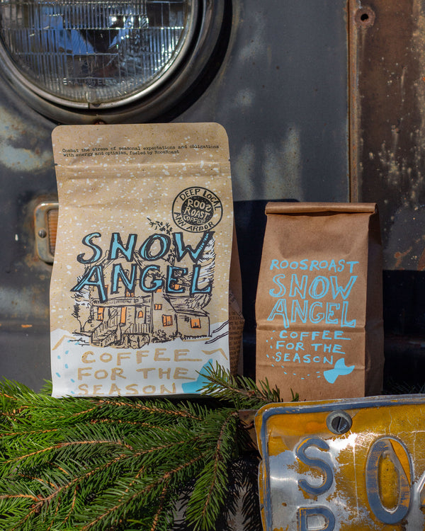 two sizes half pound and full pound of holiday blend coffee