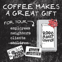 half pound coffee beans for bulk sale at RoosRoast, order bulk coffee as holiday presents, wedding favors, corporate gifts