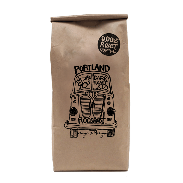 1 pound bag of portland in the 90s, dark roast coffee beans by RoosRoast Coffee