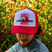 lobster butter love laboratory red trucker hat by roosroast coffee