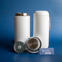 Matte white fellow carter move mug with splash guard sold by roosroast